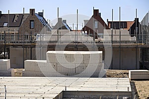 Cement blocks for new housing development in the Essezoom neighbourhood in Nieuwerkerk aan den IJssel