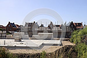 Cement blocks for new housing development in the Essezoom neighbourhood in Nieuwerkerk aan den IJssel