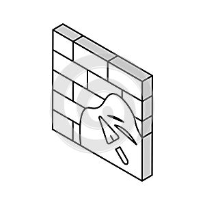 cement on brick wall isometric icon vector illustration