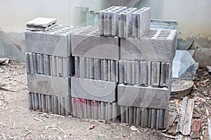 Cement bricks for building in construction site