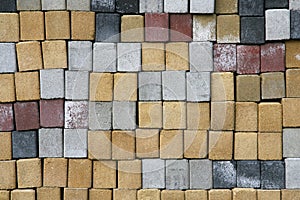 Cement bricks in different colors