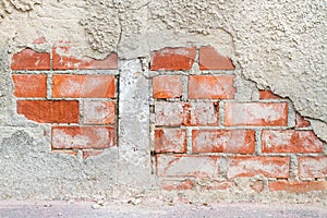 A cement and bricks wall in a close up view