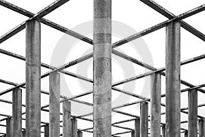 Cement Columns Chair Rough Texture Perspective Overhead Grid Geo photo