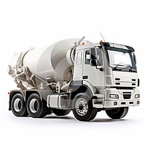 Cement delivery lorry. Concrete mixer truck isolated on white background