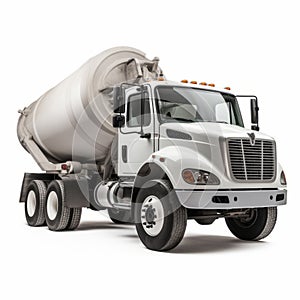 Cement delivery lorry. Concrete mixer truck isolated on white background