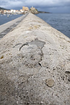 Cement dike in the sea