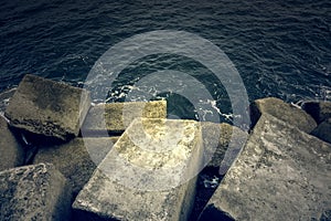 Cement dike in the sea