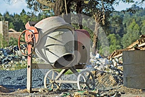 Cement mixer on building site