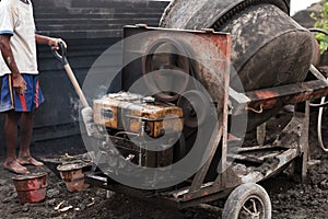 Cement mixer at a construction site