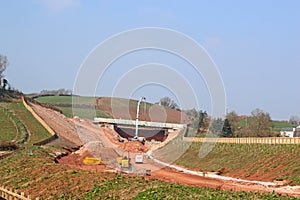 Cement mixer pouring concrete on a bridge