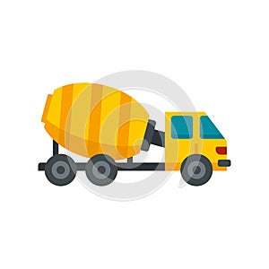 Cement mixer truck icon flat isolated vector