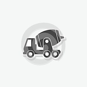 Cement mixer truck icon sticker isolated on white background