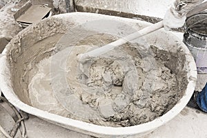Cement mixing in tub