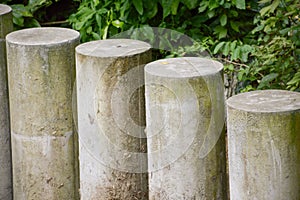 Cement post in nature garden