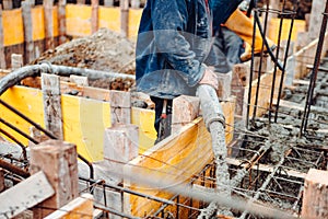 Cement pouring during house construction