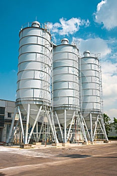 Cement silo at construction site