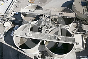 Cement slurry vats at a manufacturing plant. photo