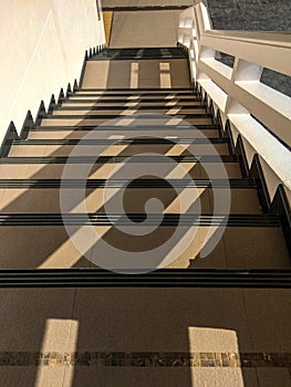 Cement stairway at the exit of the building,