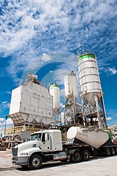 Cement truck on a concrete company