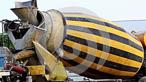 Cement truck operating in a construction site