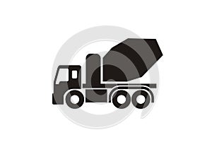 Cement truck. Simple illustration in black and white