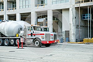 Cement trucks at construction site