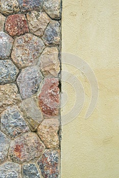 Cement wall with stones rocks texture