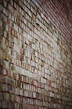 Cemented red brick wall for background, construction