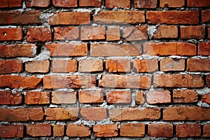 Cemented red brick wall for background, construction