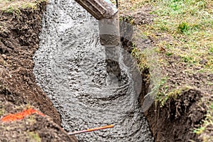 cementing the foundation in the ground when building a house