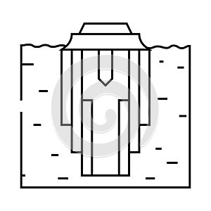 cementing operation petroleum engineer line icon vector illustration