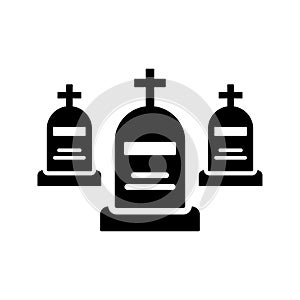 Cemeteries, graveyard, mausoleum icon. Black vector graphics photo