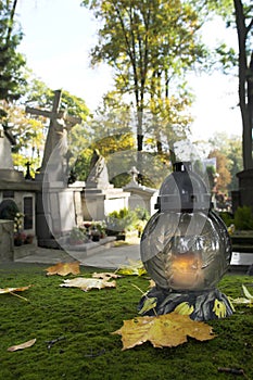 Cemetery on All Saintsâ€™ Day - vertical image