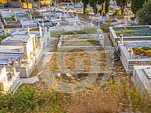 Cemetery the city of Nafpaktos. Gulf of Corinth, Greece.