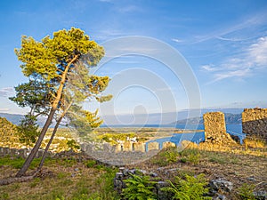 Cemetery the city of Nafpaktos. Gulf of Corinth, Greece.