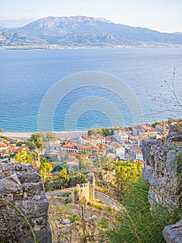 Cemetery the city of Nafpaktos. Gulf of Corinth, Greece.