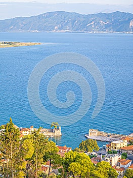 Cemetery the city of Nafpaktos. Gulf of Corinth, Greece.