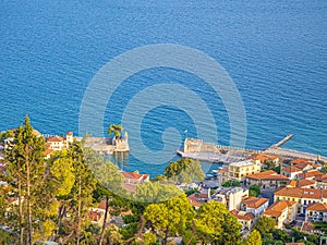 Cemetery the city of Nafpaktos. Gulf of Corinth, Greece.