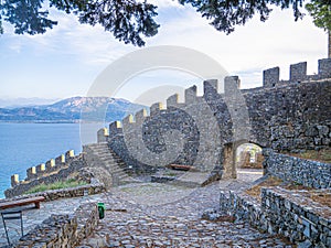 Cemetery the city of Nafpaktos. Gulf of Corinth, Greece.