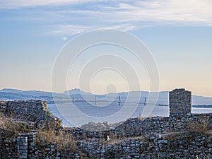 Cemetery the city of Nafpaktos. Gulf of Corinth, Greece.