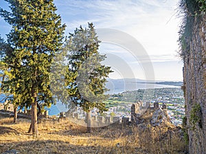 Cemetery the city of Nafpaktos. Gulf of Corinth, Greece.