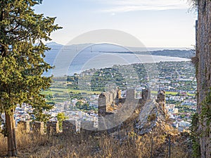 Cemetery the city of Nafpaktos. Gulf of Corinth, Greece.