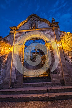 Cemetery door in Magic Town named Real de Catorce MÃÂ©xico photo