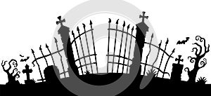 Cemetery gate silhouette theme 1