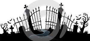 Cemetery gate silhouette theme 2