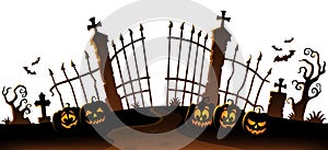 Cemetery gate silhouette theme 6