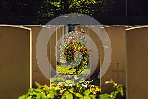 Cemetery graveyard on spring time