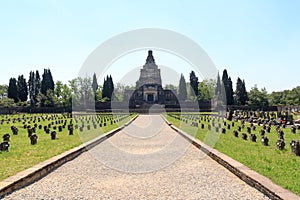 Cemetery at historic industrial town Crespi d'Adda near Bergamo, Lombardy