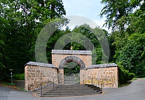 Cemetery at the Historical Abbey Maria Lach, Rhine Land - Palatinate photo