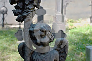 Cemetery inside the Old castle - detail Cross.